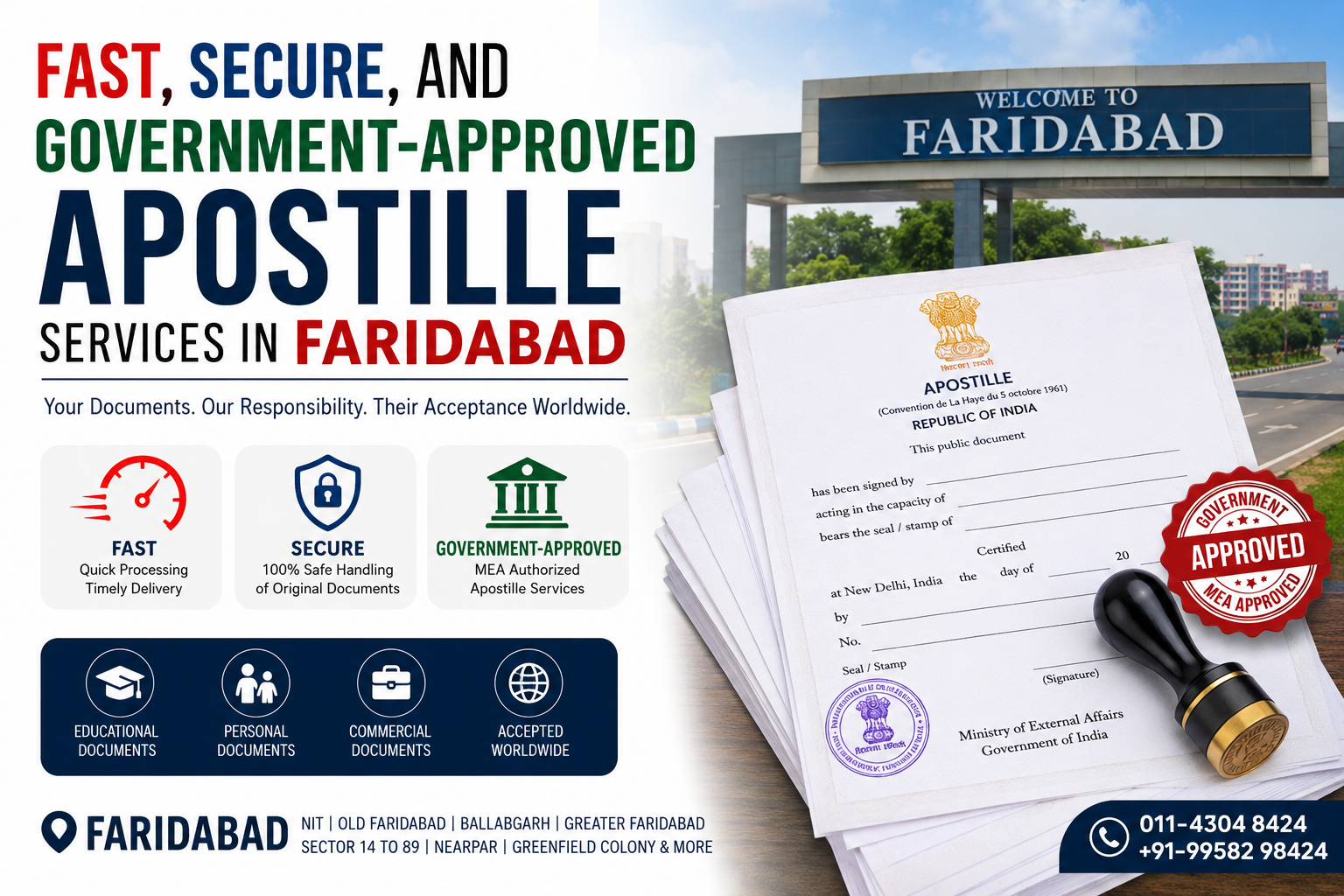 Fast, Secure, and Government-Approved Apostille services in Faridabad