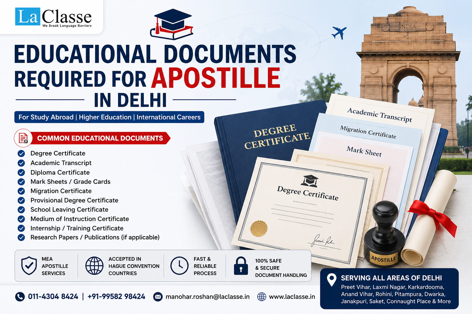 Educational Documents Required for Apostille in Delhi