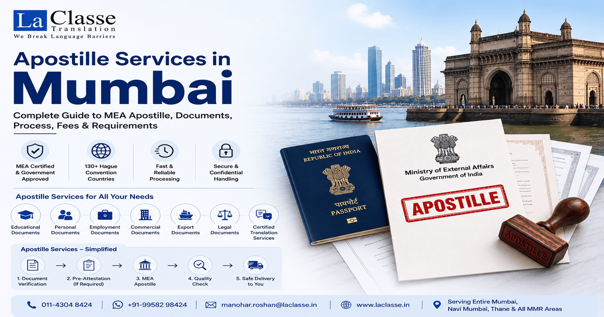 Apostille Services in Mumbai – Complete Guide to MEA Apostille, Documents, Process, Fees & Requirements