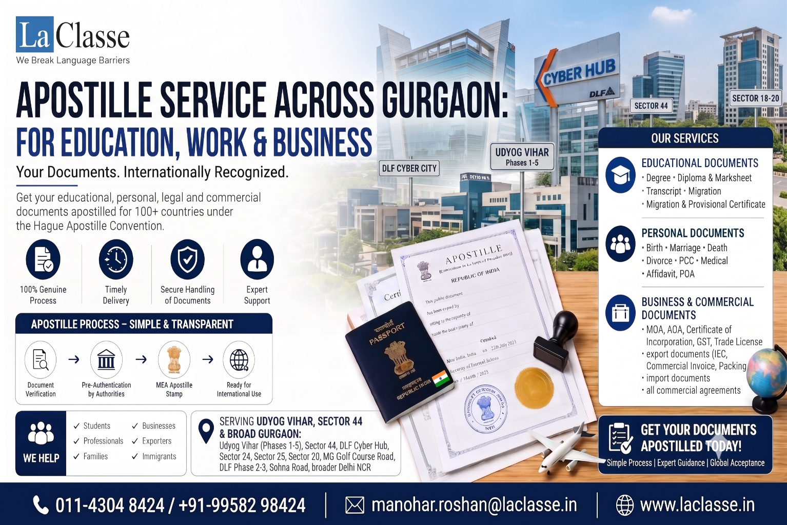 Apostille Services in Gurgaon for Education, Work & Business