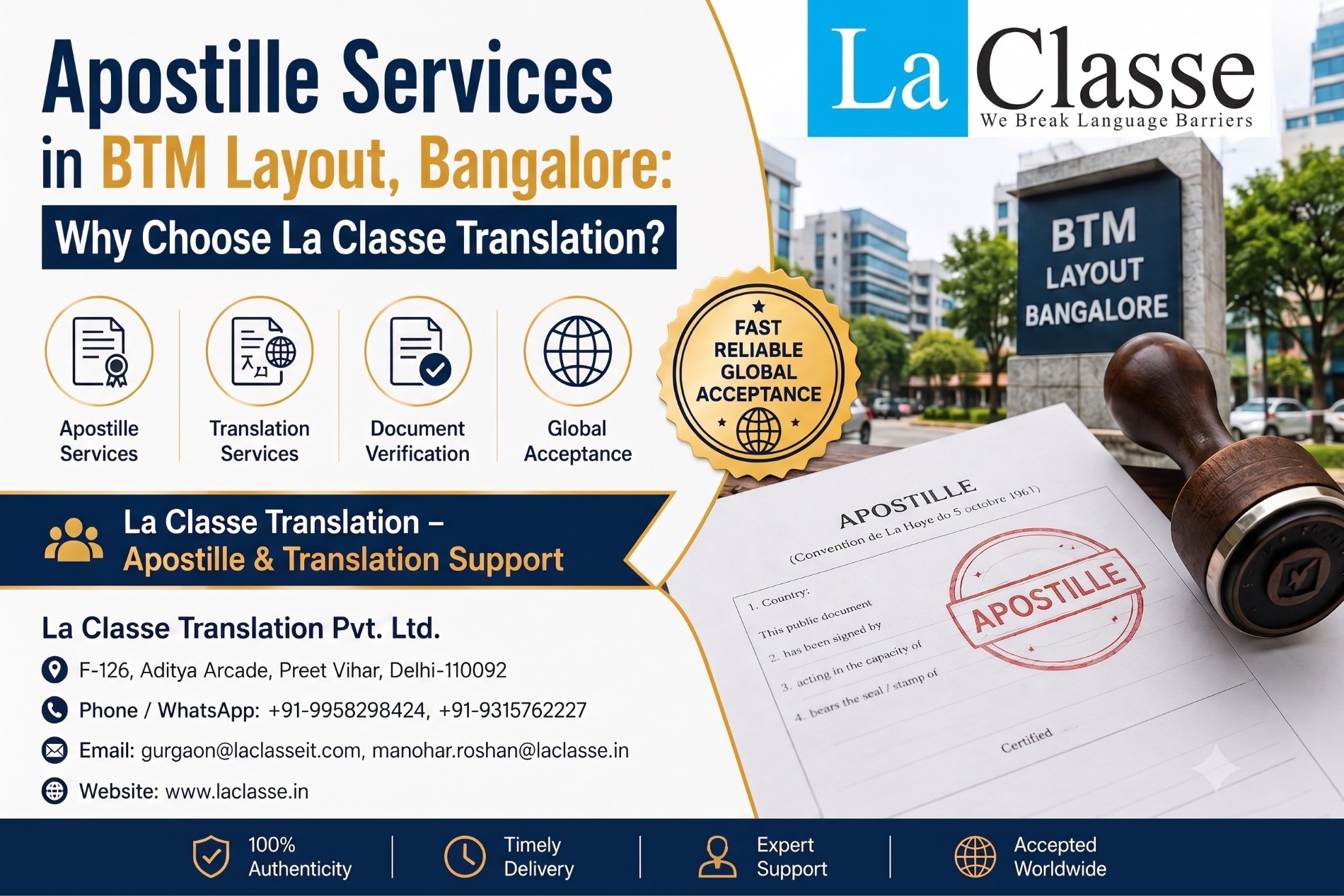 Apostille Services in BTM Layout, Bangalore: Why Choose La Classe Translation?