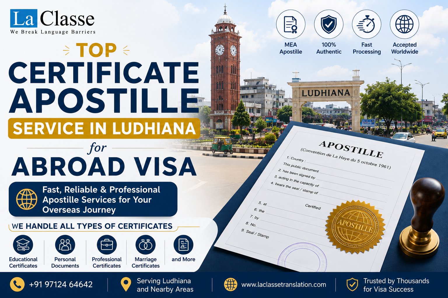 Top Certificate Apostille Service in Ludhiana for Abroad Visa