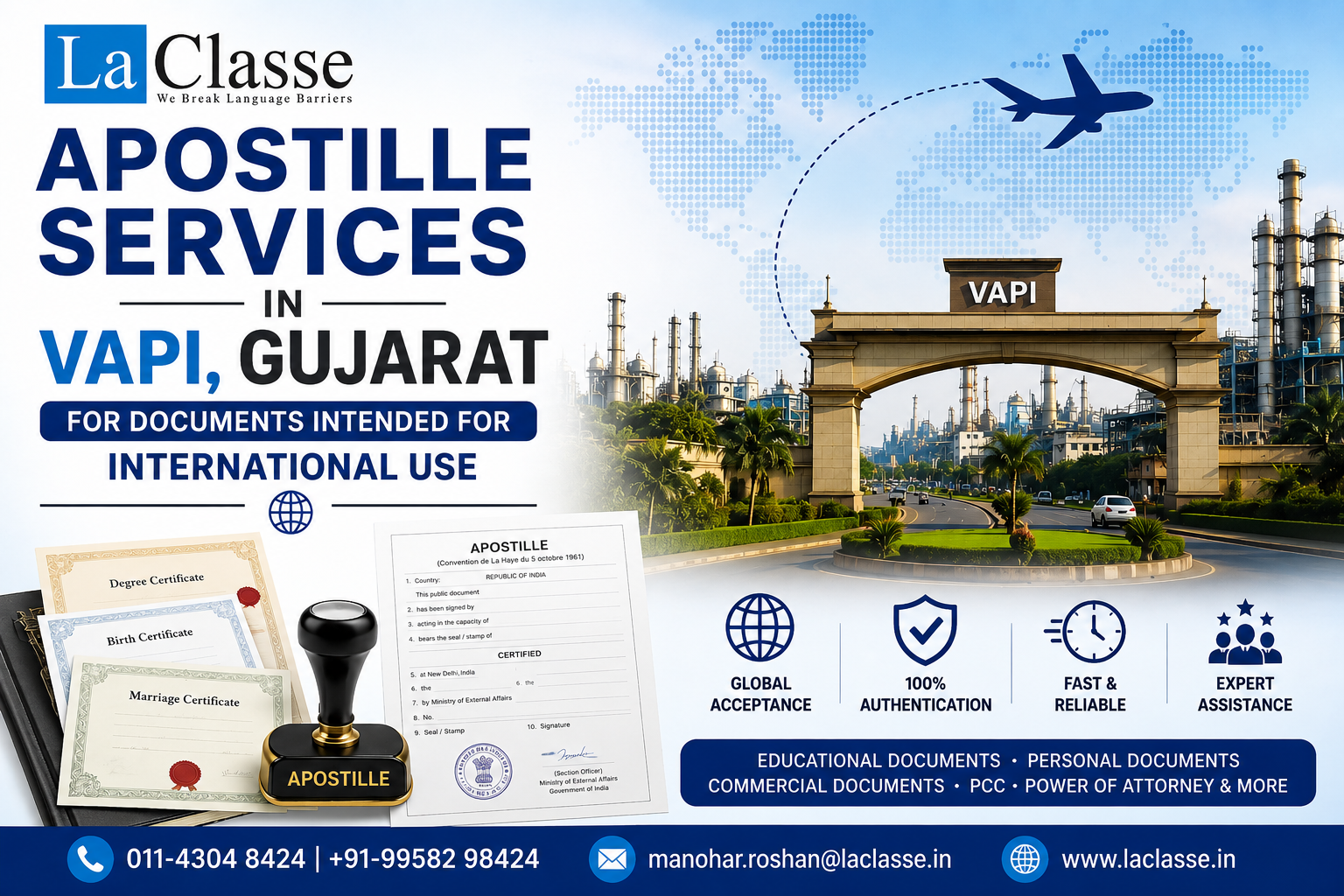 Apostille Services in Vapi, Gujarat for Documents Intended for International Use