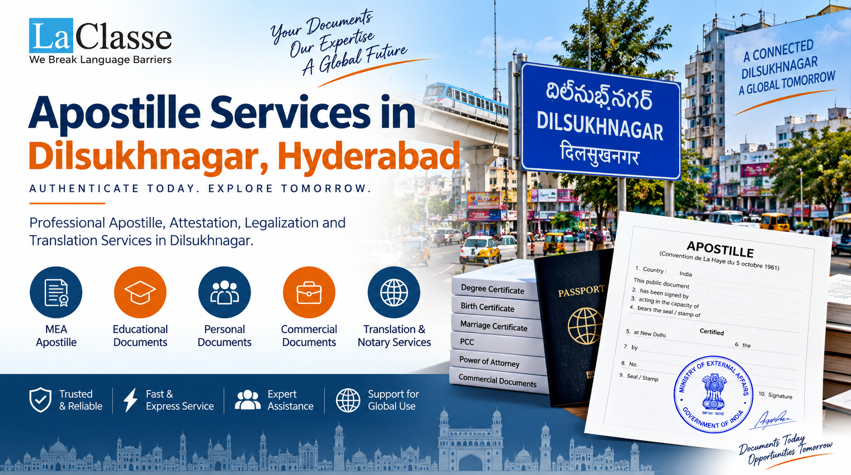 Apostille Services in Dilsukhnagar, Hyderabad for International Document Authentication