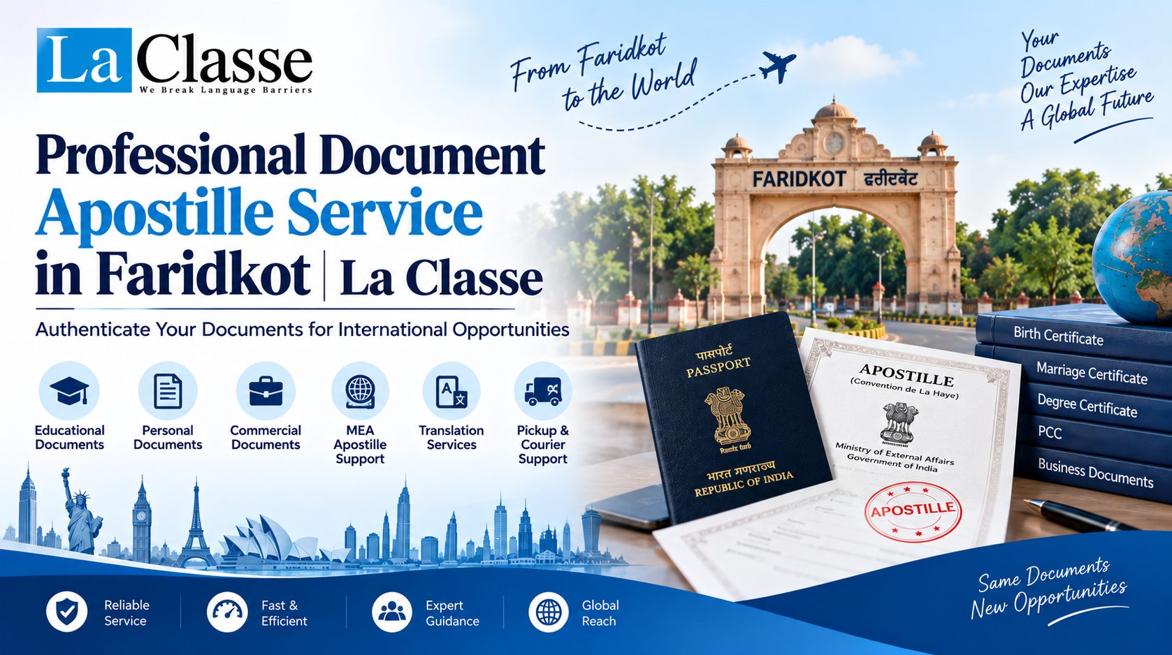 Professional Document Apostille Service in Faridkot | La Classe