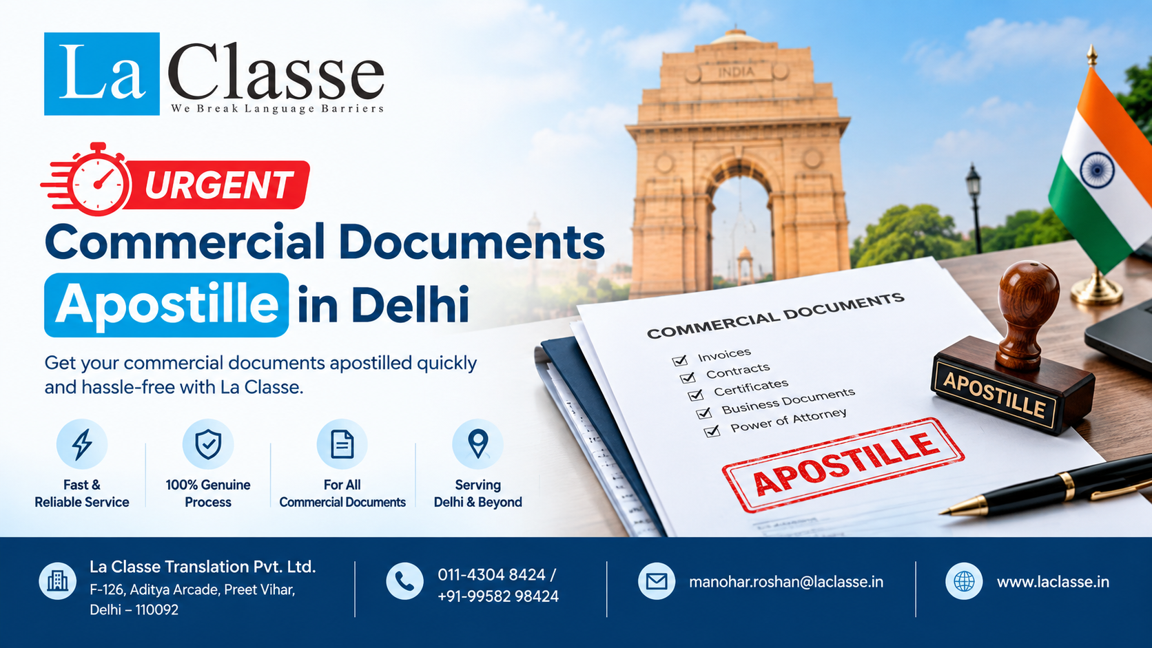 Urgent Commercial Documents apostile in delhi