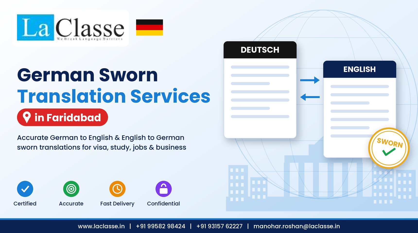 German Sworn Translation Services in Faridabad